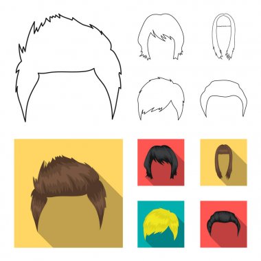 Bıyık ve sakal, saç anahat, set koleksiyonu tasarım için simgeleri düz. Şık saç kesimi vektör simge stok web çizimi.