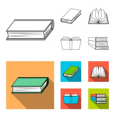 Çeşitli kitaplar. Kitap toplama simgeler anahat, düz stil vektör simge stok çizim web ayarla..