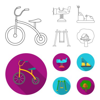 Bir bahar, değişim ve diğer cihazlar uçakta. Bahçesi toplama simgeler anahat, düz stil vektör simge stok çizim web ayarla..