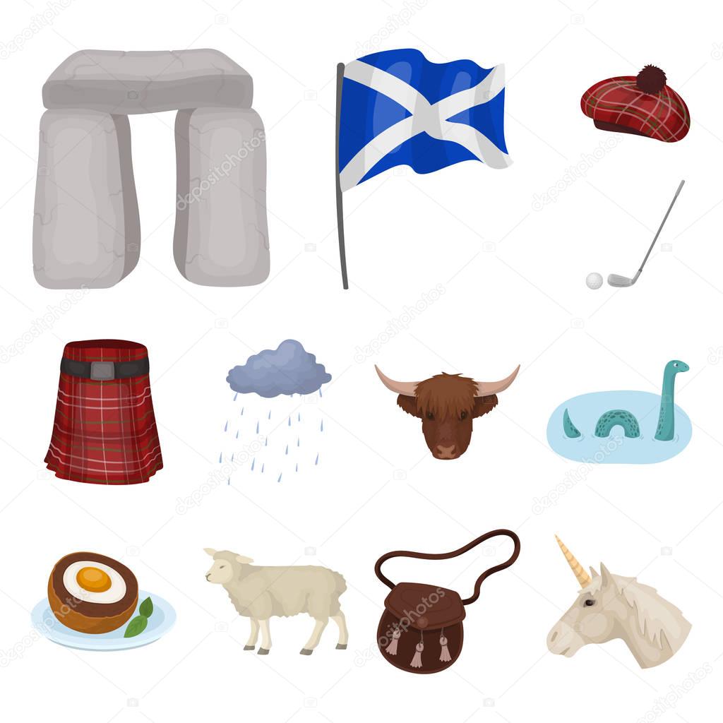 Country Scotland cartoon icons in set collection for design. Sightseeing, culture and tradition vector symbol stock  illustration.
