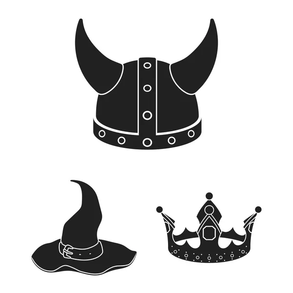 Diferentes tipos de sombreros iconos negros en la colección de conjuntos para design.Headdress vector símbolo stock web ilustración . — Vector de stock