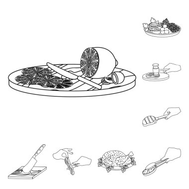 Set koleksiyonu tasarım için Pişirme Gıda anahat simgeleri. Mutfak, cihazlar ve sembol stok web illüstrasyon vektör.