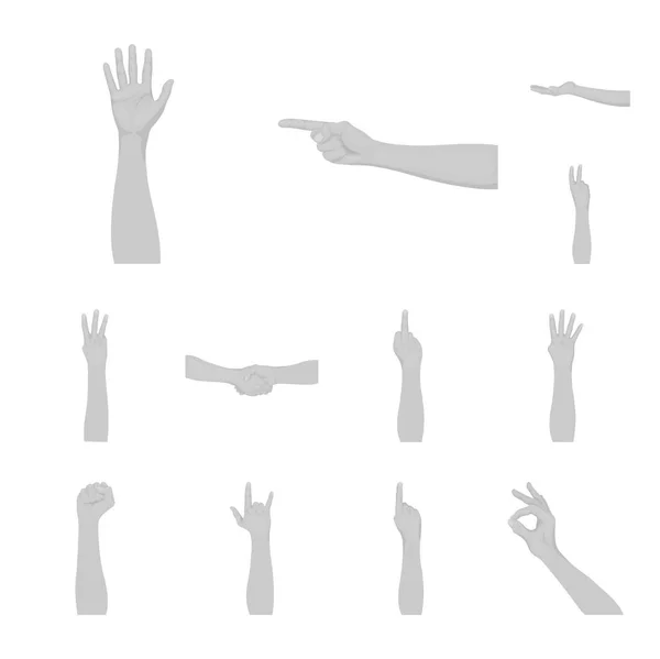 Gesten und ihre Bedeutung monochrome Symbole in Set Sammlung für Design. Emotionaler Teil der Kommunikation Vektor Symbol Stock Web Illustration. — Stockvektor
