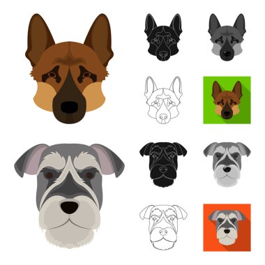 Köpek doğurmak çizgi film, siyah, düz, tek renkli, anahat simgeleri set koleksiyonu tasarım için. Bir köpek vektör simge stok web illüstrasyon namlu.