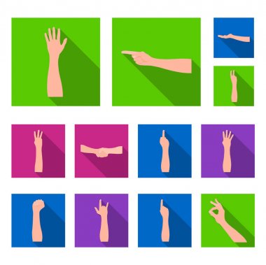 Jestler ve set koleksiyonu tasarım için onların anlamı düz simgeler. Duygusal iletişim vektör simge stok web illüstrasyon parçası.