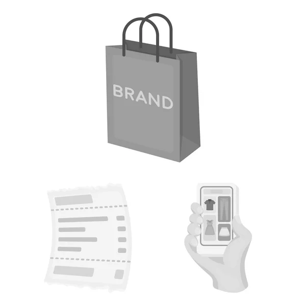 E-handel, inköp och försäljning svartvita ikoner i set insamling för design. Handel och finans vektor symbol lager web illustration. — Stock vektor