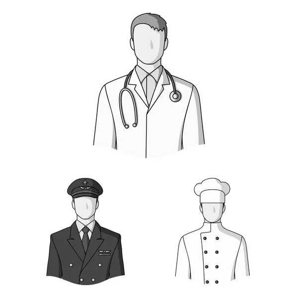 People of different professions monochrome icons in set collection for design. Worker and specialist vector symbol stock web illustration.