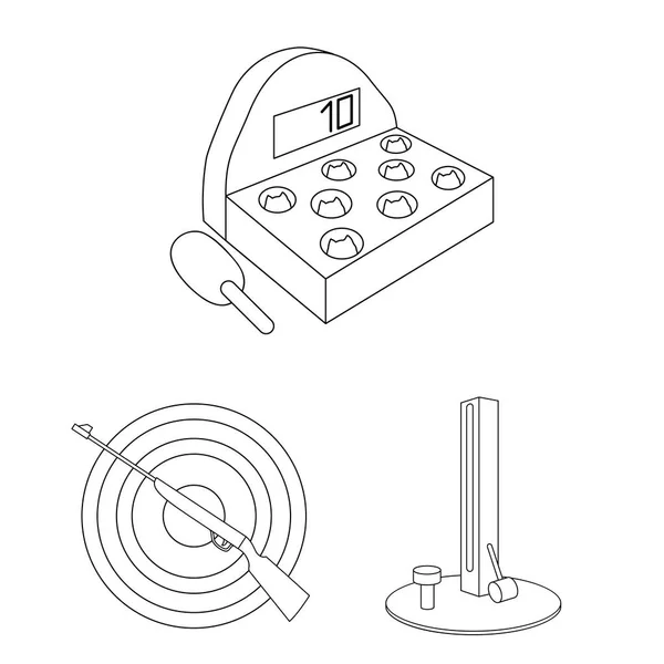 Amusement park outline icons in set collection for design. Equipment and attractions vector symbol stock web illustration. — Stock Vector