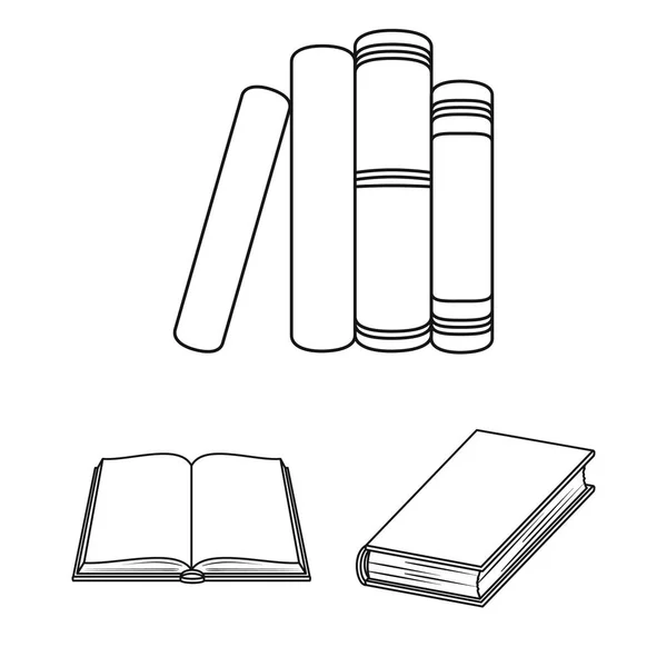 Iconos de contorno encuadernado libro en colección conjunto para el diseño. Productos impresos vector símbolo stock web ilustración . — Archivo Imágenes Vectoriales