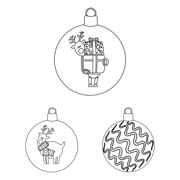 Bolas para la decoración contorno iconos en conjunto colección para design.Christmas bolas vector símbolo stock web ilustración . — Vector de stock