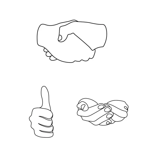 El jest anahat simgeleri set koleksiyonu tasarım için. Palmiye ve parmak sembol stok web illüstrasyon vektör. — Stok Vektör