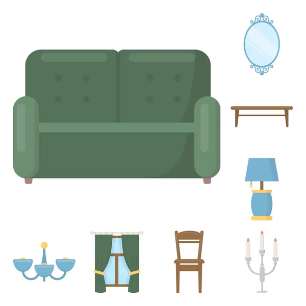 Tecknad ikoner i set samling för design möbler och inredning. Hem möbler vektor symbol lager web illustration. — Stock vektor