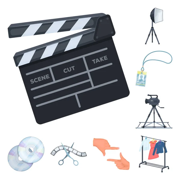 Making a movie cartoon icons in set collection for design. Attributes and Equipment vector symbol stock web illustration. — Stock Vector