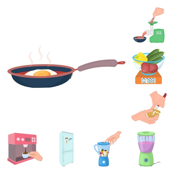 Кулинарный мультфильм в наборе для дизайна. Кухня, оборудование и инструменты векторные символы веб-иллюстрация . — стоковый вектор