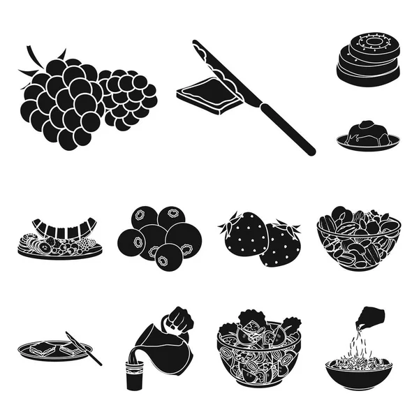 Dezert voňavé černé ikony v kolekce sady pro design. Potraviny a sladkosti symbol akcií webové vektorové ilustrace. — Stockový vektor
