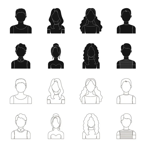 Curly-haired boy, blond, red-haired, teenager.Avatar set collection icons in black,outline style vector symbol stock illustration web. — Stock Vector