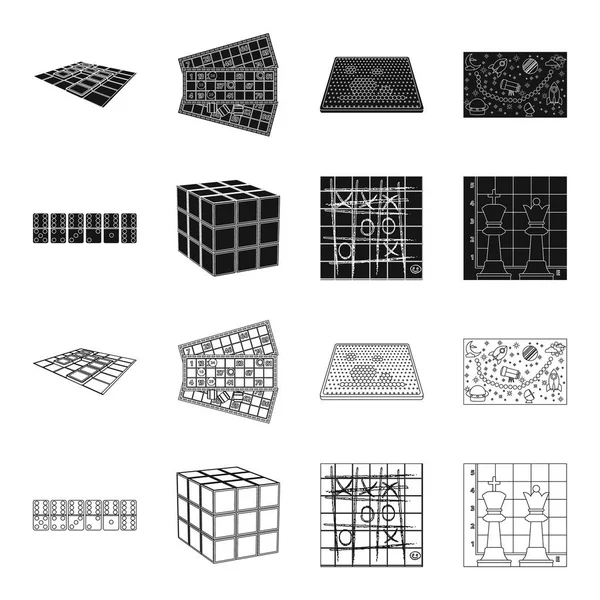 Επιτραπέζιο παιχνίδι μαύρο, περίγραμμα εικονίδια στη συλλογή σετ για σχεδιασμό. Παιχνίδι και ψυχαγωγία σύμβολο μετοχής web εικονογράφηση διάνυσμα. — Διανυσματικό Αρχείο