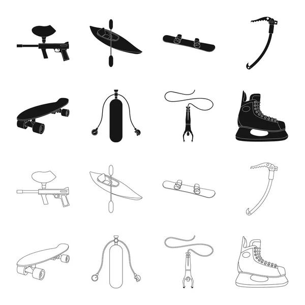 Skateboard, Sauerstofftank für Tauchen, Springen, Hockey skate.extreme sport set collection icons in black, outline style vektor symbol stock illustration web. — Stockvektor