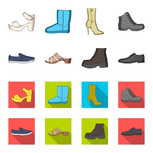 Eine Reihe von Symbolen auf einer Vielzahl von Schuhen. Verschiedene Schuhe einzigen Symbol in Cartoon, flachen Stil Vektor Web-Symbol Stock Illustration. — Stockvektor