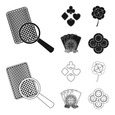 Heyecan, casino, oyun ve diğer web simge siyah, anahat stili. Hile, eğlence, eğlence, küme koleksiyon simgeler.