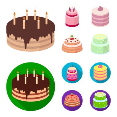 Tatlım, tatlı, krema, şeker pekmezi. Kek ülke toplama simgeler çizgi film, düz stil vektör simge stok çizim web ayarla..