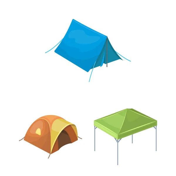 Różnego rodzaju namioty kreskówka ikony w kolekcja zestaw do projektowania. Tymczasowe schronienie i mieszkaniowych symbol wektor ilustracja web. — Wektor stockowy