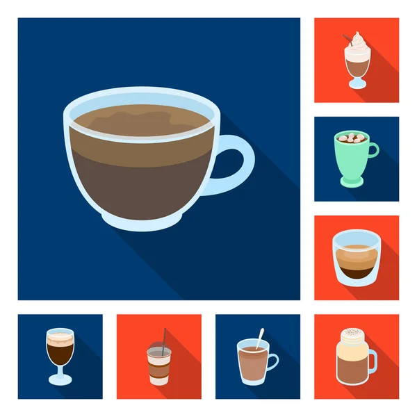 コーヒーの種類はフラット デザインのセットのコレクションのアイコンです。コーヒーを飲むベクトル シンボル ストック web イラスト. — ストックベクタ
