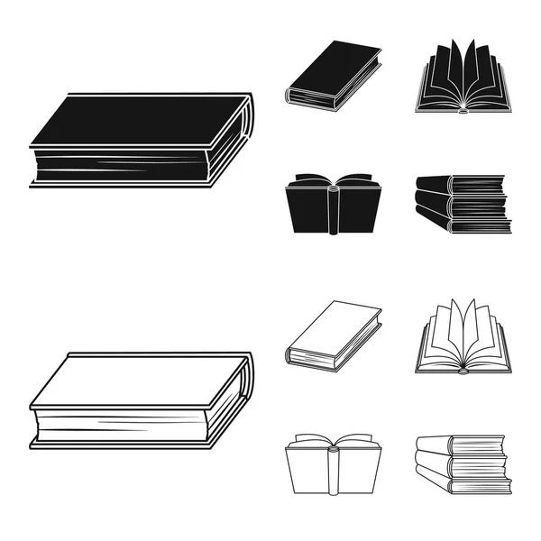 Varios tipos de libros. Libros conjunto de iconos de colección en negro, contorno estilo vector símbolo stock ilustración web . — Archivo Imágenes Vectoriales