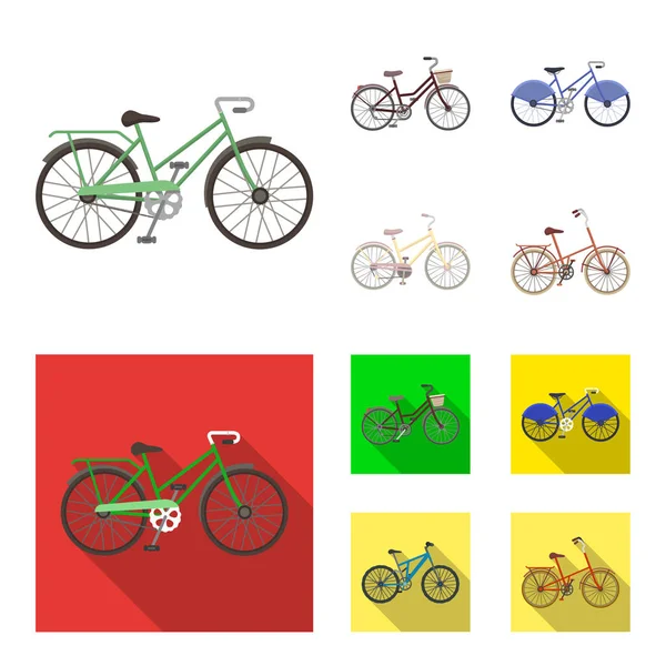 Vélo de sport et d'autres types.Different bicyclettes ensemble icônes de la collection dans la bande dessinée, style plat vectoriel symbole illustration web . — Image vectorielle