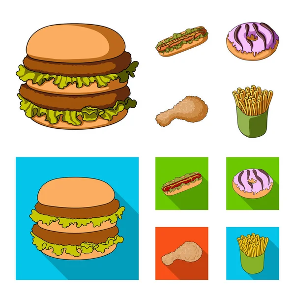 Fast ,food, meal, and other web icon in cartoon,flat style.Hamburger, bun, flour, icons in set collection. — Stock Vector