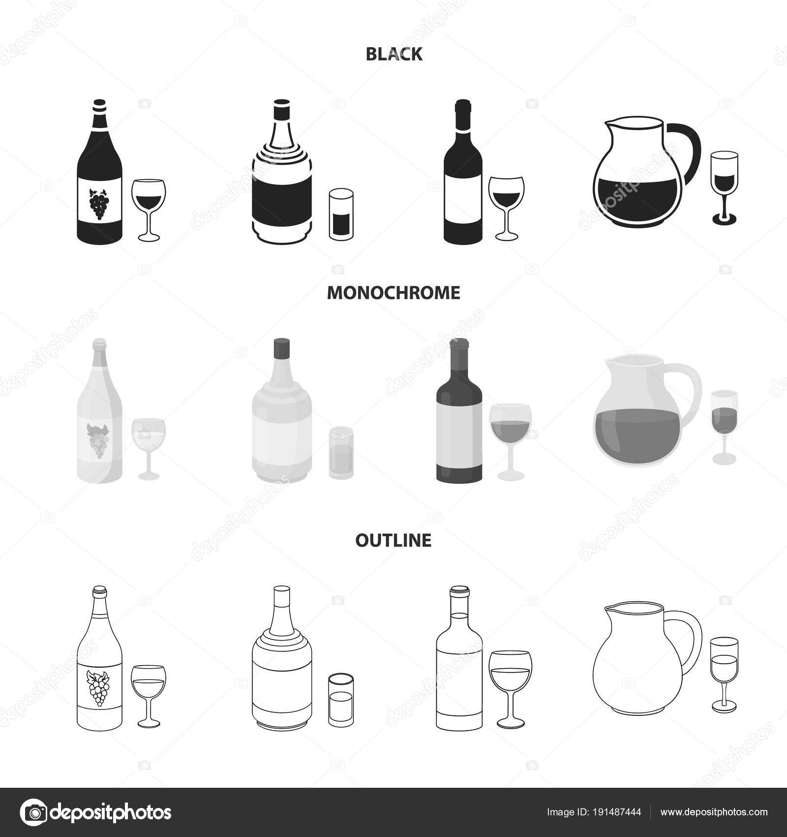 White wine, red wine, gin, sangria.Alcohol set collection icons in