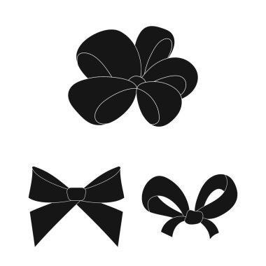 Çok renkli yay set koleksiyonu tasarım için simgeler siyah. Dekorasyon vektör simge stok web çizim için yay.