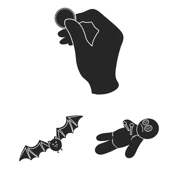 Iconos negros mágicos en blanco y negro en la colección de conjuntos para el diseño. Atributos y accesorios de hechicera vector símbolo stock web ilustración . — Archivo Imágenes Vectoriales
