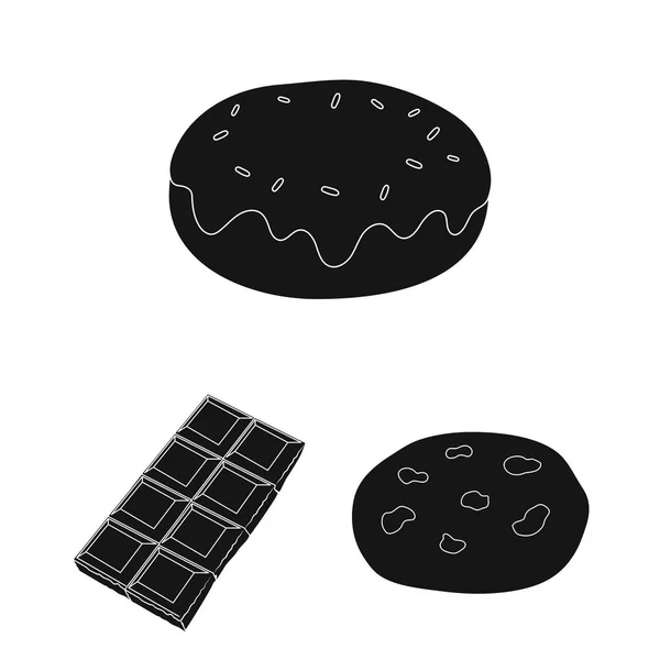 Chocolate Posert iconos negros en la colección de conjuntos para el diseño. Chocolate y dulces vector símbolo stock web ilustración . — Vector de stock