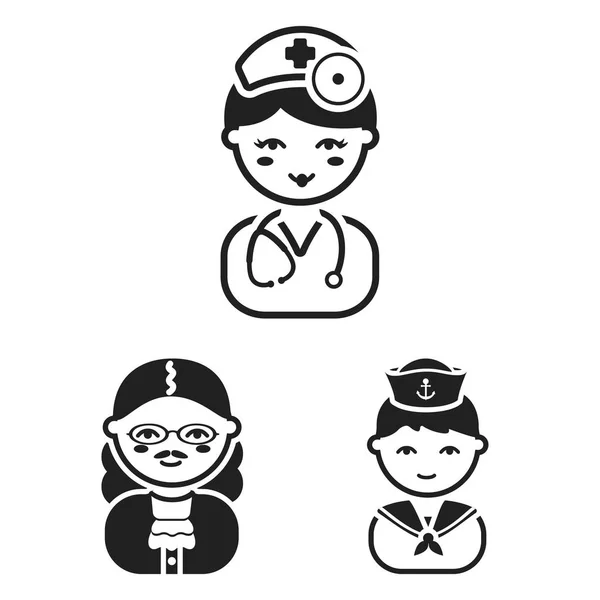 People of different professions black icons in set collection for design. Worker and specialist vector symbol stock web illustration. — Stock Vector