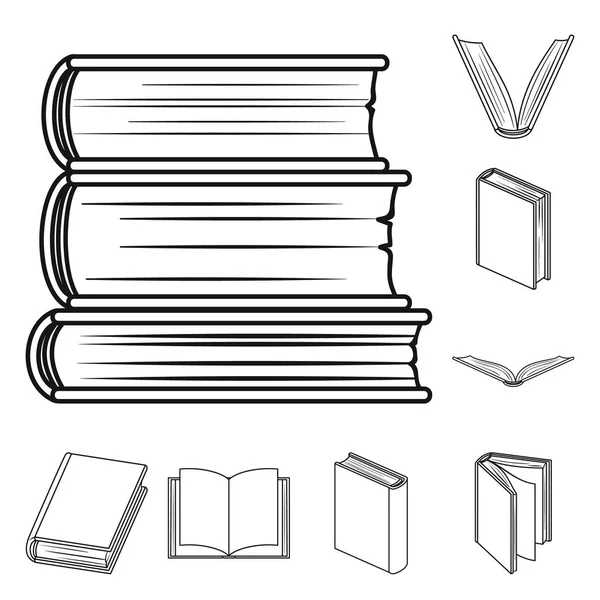 Buch gebundene Umrisssymbole in Set-Kollektion für Design. gedruckte Produkte Vektor Symbol Stock Web Illustration. — Stockvektor