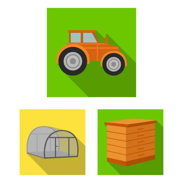 Iconos planos de granja y jardinería en colección de conjuntos para el diseño. Granja y equipo vector símbolo stock web ilustración . — Vector de stock