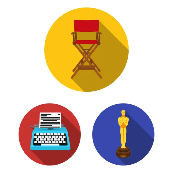 Фильмы и кино плоские иконки в коллекции наборов для design.Movies и атрибуты векторных символов веб-иллюстрации . — стоковый вектор