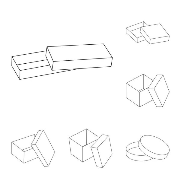 Farklı kutular set koleksiyonu tasarım için simgeleri anahat. Ambalaj kutusu vektör simge stok web çizim. — Stok Vektör