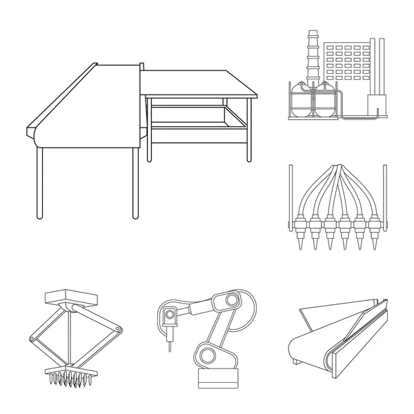 Icone del profilo dell'attrezzatura e della macchina nella collezione di set per la progettazione.Progresso tecnico del simbolo vettoriale di fabbrica illustrazione web stock . — Vettoriale Stock