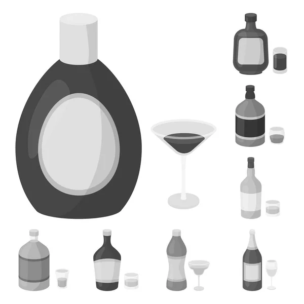 Rodzaje alkoholu monochromatyczne ikony w kolekcja zestaw do projektowania. Alkohol butelek wektor symbol akcji web ilustracji. — Wektor stockowy