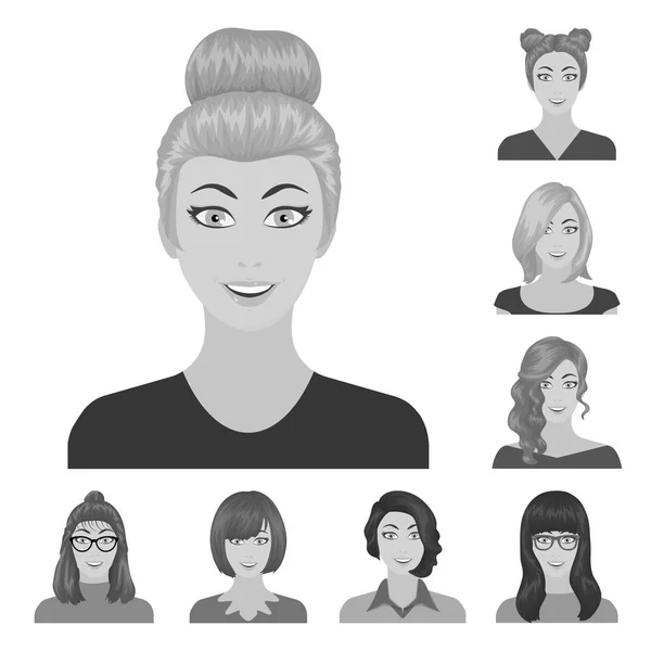 Icônes Avatar et visage monochromes dans la collection set pour le design. Une personne apparence vectoriel symbole stock web illustration . — Image vectorielle