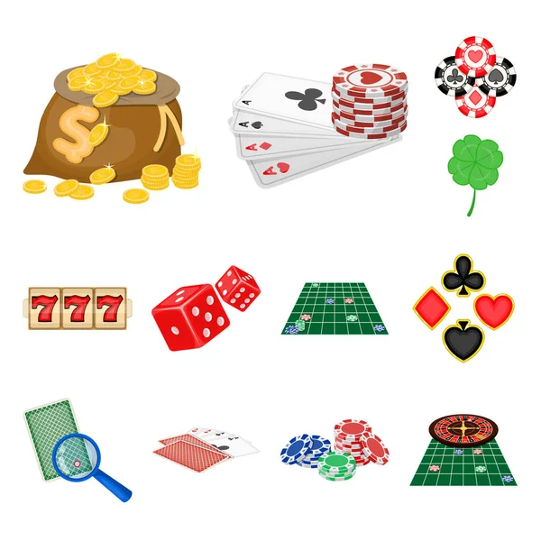 Casino en apparatuur cartoon pictogrammen in set collectie voor design. Gokken en geld vector symbool voorraad web illustratie. — Stockvector