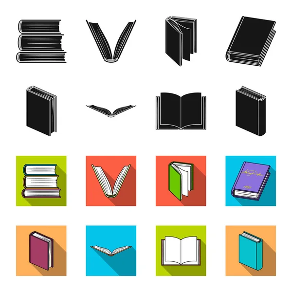 Varios tipos de libros. Libros conjunto de iconos de colección en negro, flet estilo vector símbolo stock ilustración web . — Archivo Imágenes Vectoriales