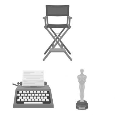Filmler ve sinema set koleksiyonu tasarım için tek renkli simgeler. Film ve öznitelikleri sembol stok web illüstrasyon vektör.