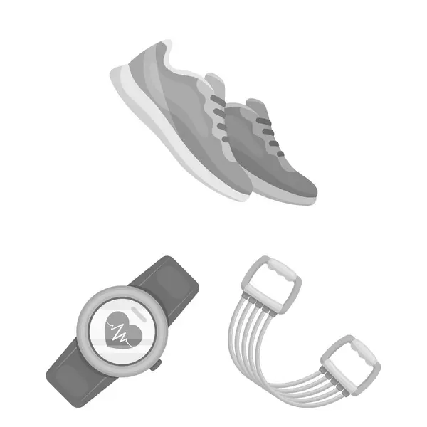 Gym and training monochrome icons in set collection for design. Gym and equipment vector symbol stock web illustration. — Stock Vector