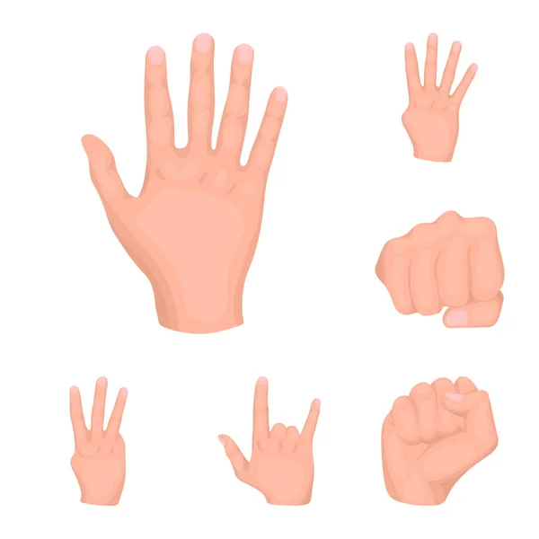 Icônes de dessin animé geste de la main dans la collection ensemble pour le design. Palme et doigt vecteur symbole stock illustration web . — Image vectorielle
