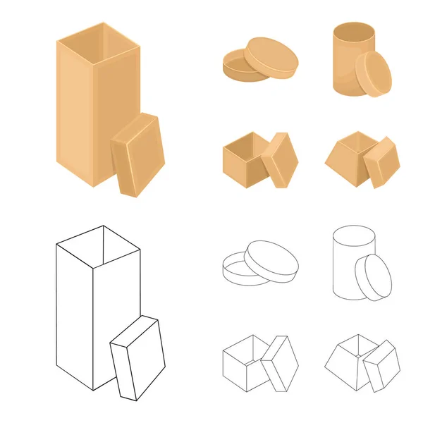 Caja, contenedor, paquete y otro icono web en dibujos animados, contorno style.Case, shell, framework, iconos en la colección de conjuntos . — Archivo Imágenes Vectoriales