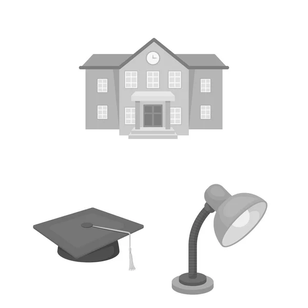 School and education monochrome icons in set collection for design.College, equipment and accessories vector symbol stock web illustration. — Stock Vector