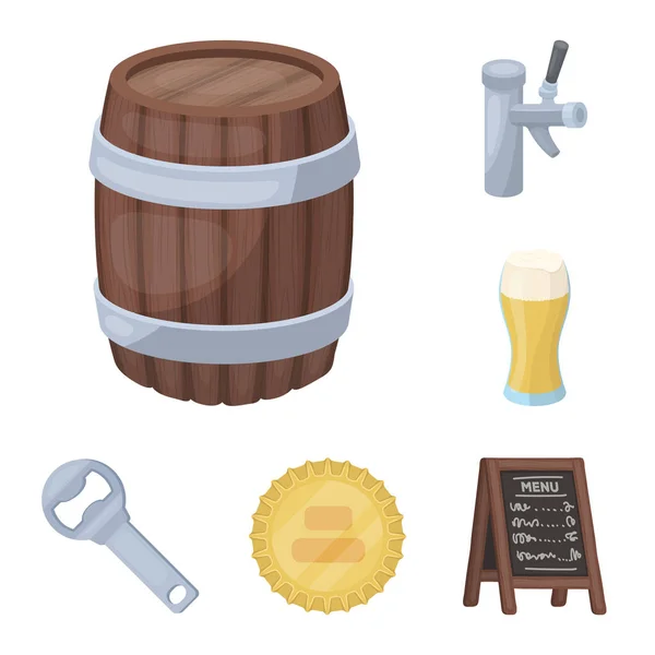 Pub, Innenraum und Ausstattung Cartoon-Ikonen in Set-Kollektion für Design. Alkohol und Lebensmittel Vektor Symbol Stock Web Illustration. — Stockvektor